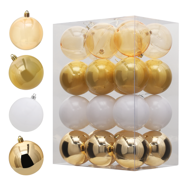 Magshion 24pcs Gold Christmas Balls Ornaments, 3" Christmas Balls