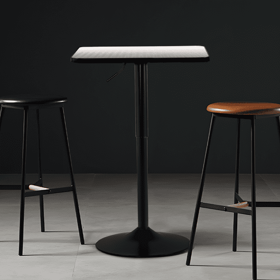 Magshion 27.6"-35.4" Adjustable Height Bar Table, 23.6" Rectangle Pub Table for Bistro Restaurant, Sliver