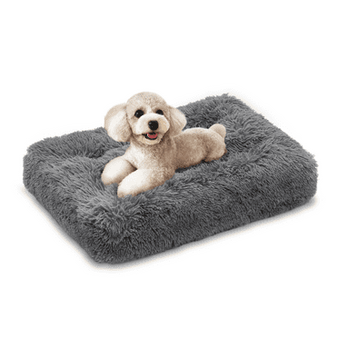 Magshion 28.5" Rectangle Long Plush Pet Bed for Dogs & Cats Washable, Dark Gray
