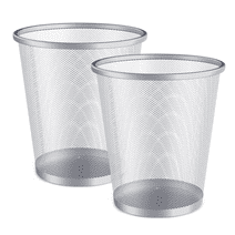 Magshion 2PCS 5 Gallon Open Top Mesh Trash Cans, Iron Round Wire Bin, Durable Wire Wastebasket for Kitchen Bathroom Office, Silver