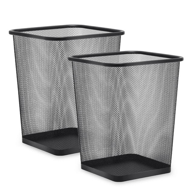 Magshion 2PCS 5 Gallon Open Top Trash Can, NonSlip Base Wire Dustbin