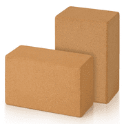 Magshion 2Pcs Natural Cork Yoga Blocks 9''x6''x4'', Non-Slip Yoga Bricks, Easy Grip Surface for Stability Strength Training, Brown