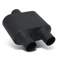 thumbnail image 1 of Magshion 3" Inlet 2.5" Outlet Chambered Muffler Straight-Through Round Stainless Steel Dual Exhaust Tip, Black, 1 of 10