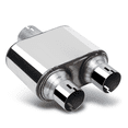 thumbnail image 1 of Magshion 3" Inlet 2.5" Outlet Chambered Muffler Straight-Through Round Stainless Steel Dual Exhaust Tip, Chrome, 1 of 10