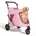 thumbnail image 1 of Magshion Dog Stroller, Pet Stroller for Small Medium Dogs & Cats, Adjustable Handlebar 9 Angles 20?-180?, 3 Wheel (Pink), 1 of 11