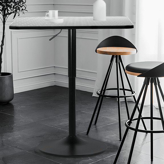 Magshion 31.5" Rectangle Bistro Bar Table, Adjustable Height Pub Table with Metal Base, Silver