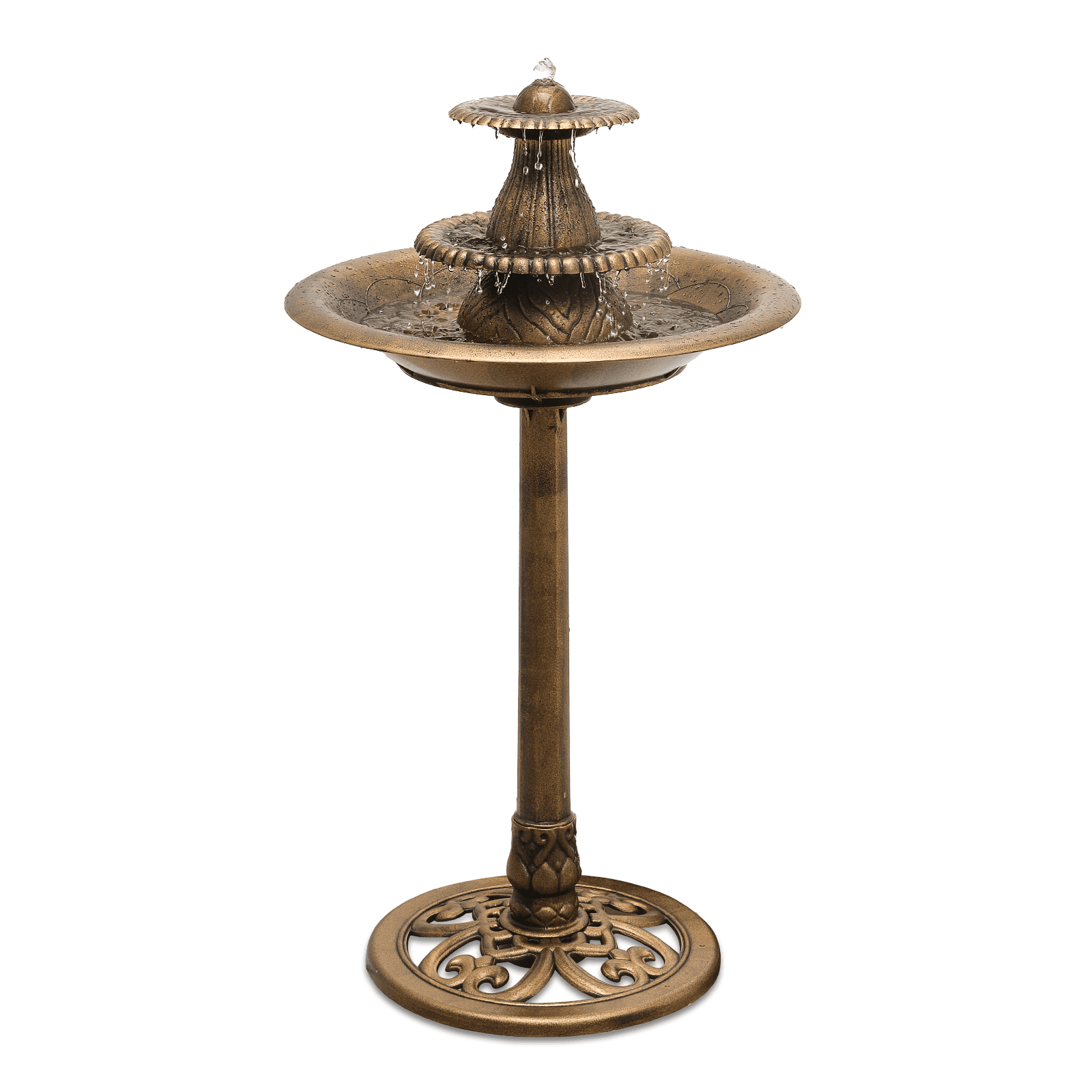 Bronze 35" Three-Tier Outdoor Pedestal Bird Bath Water Fountain