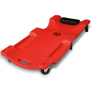 Magshion 36" Plastic Creeper, Automotive Creeper with Padded Headrest, 330 lbs Capacity Rolling Garage Shop Creeper with 6 Caster Wheels, Red