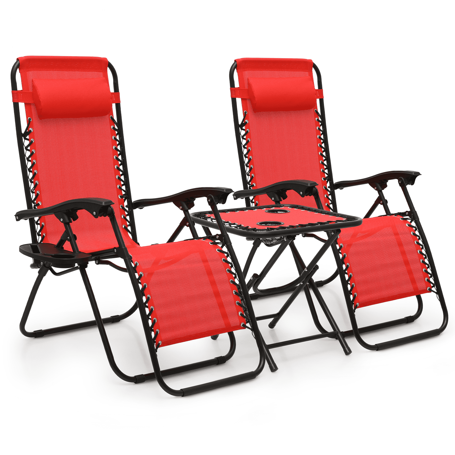 Magshion 3PCS Zero Gravity Foldable Chair Side Table Set Adjustable ...