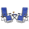 thumbnail image 1 of Magshion Folding Zero Gravity Chairs Set of 2, Outdoor Reclining Camping Chairs, Patio Lounge Recliners with Side Table & Cup Holder Tray, Blue, 1 of 13