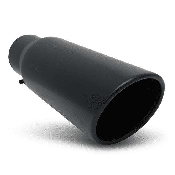 Magshion 4" Inlet 6" Outlet 12" Stainless Steel Exhaust Muffler Tip Straight-Through Round Diagonal Cut Black Roll Tip