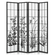 Magshion 4 Panel Wood Foldable Room Divider, 5.8 ft Separating Freestanding Privacy Screen for Home Bedroom, Black