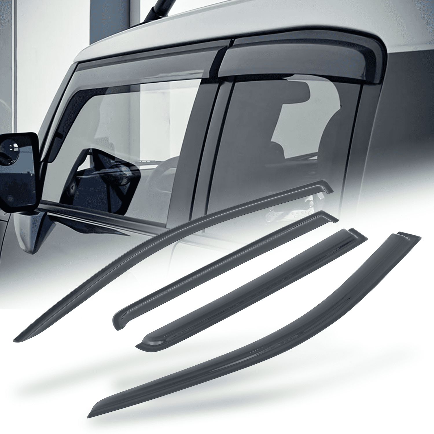 Magshion 4 Pieces Tape-On Window Visor Shade Vent Wind Rain Sun Deflector for 2007-2016 Jeep Compass