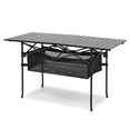 thumbnail image 1 of Magshion 40" Camping Table with Carry Bag, Outdoor Folding Table with Storage Space and Aluminum Roll Up Tabletop, for Outdoor Picnic Beach BBQ Backyards Beach, Black, 1 of 10