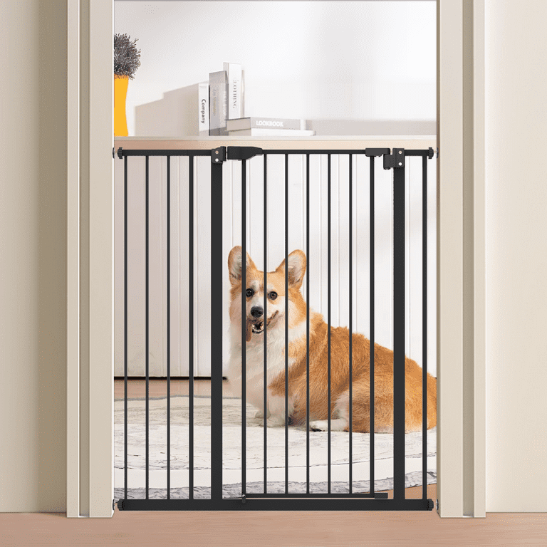 Magshion 41 Tall Baby Dog Pet Safety Gate for Doorways and Stairways Fits 27 34 Inch Openings Pressure Mounted Easy Walk Through Pet Gate Black