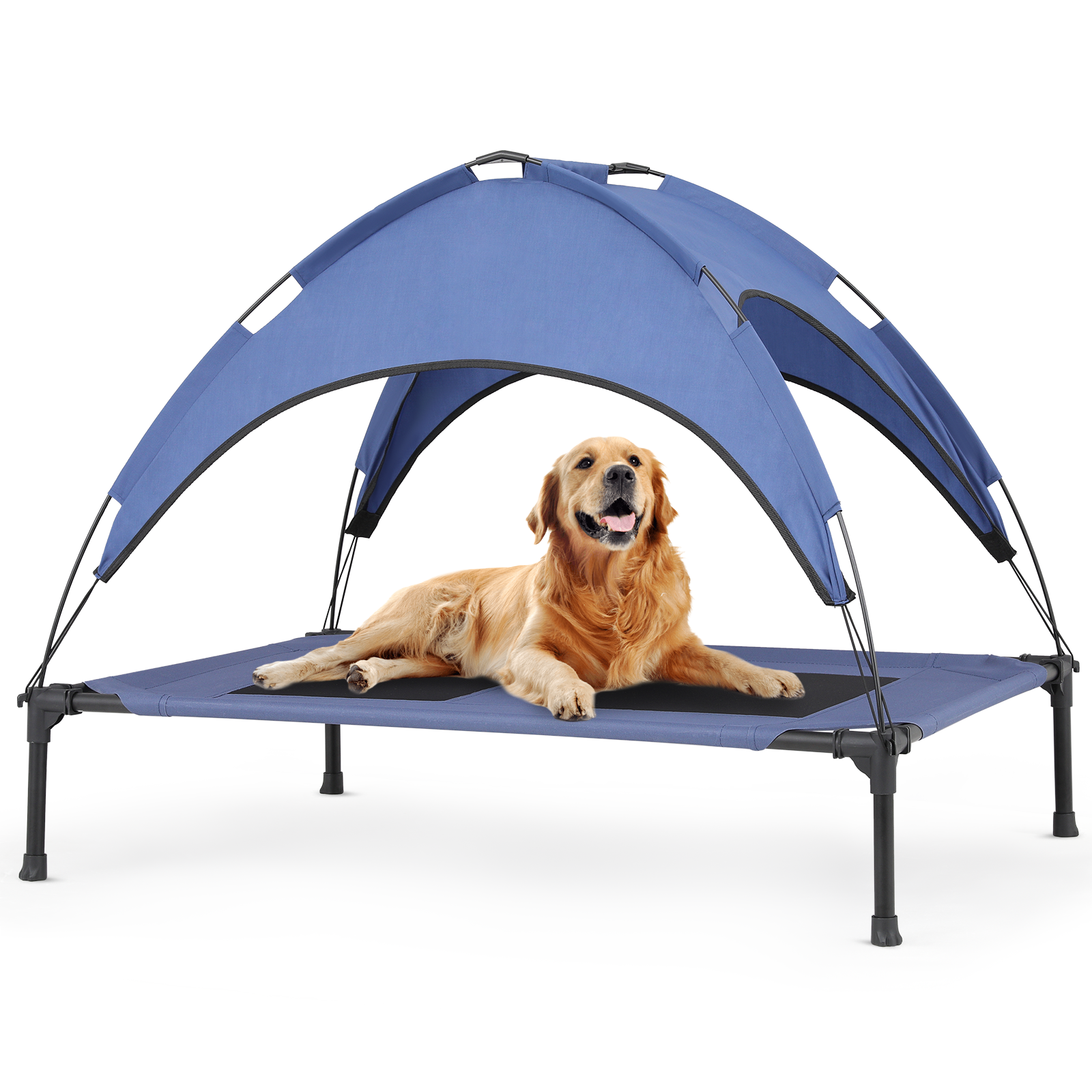 Costway XL Portable Elevated Dog Cot With Removable Canopy Shade – Cool Outdoor Pet Bed For Camping & Travel
