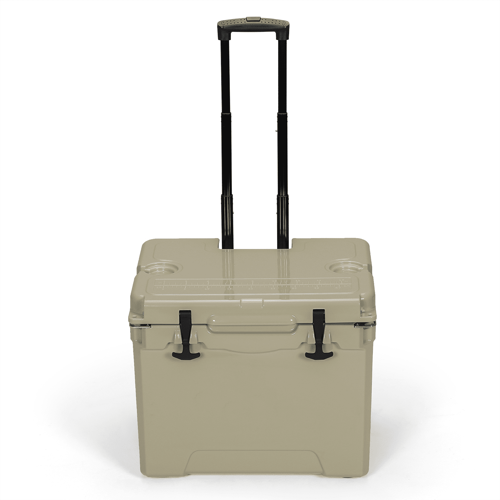 Magshion 42 Quart Towable Ice Chest with Cup Holder, Latches and Wheels, Holds Up to 72 Cans, Leak-Proof Outdoor Picnic Hard Cooler for Camping Fishing Boat, Khaki