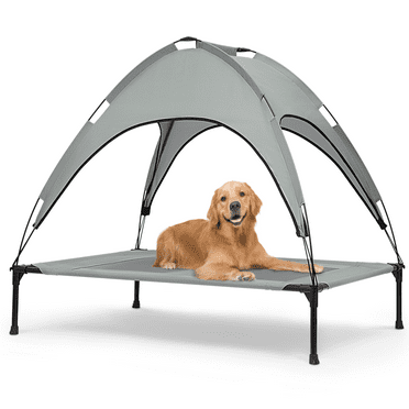 Magshion 48" Elevated Dog Bed for Dogs, Cooling Raised Pet Cot with Removable Waterproof Canopy Portable Dog Shade Tent for Indoor & Outdoor Use, Grey