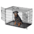 thumbnail image 1 of Magshion 48" Large Wire Metal Kennel Foldable Dog Crate w/Slide-out Tray & Removable Handle, Double-Door Pet Animal Segregation Cage Crate for Outdoor and Indoor, Black, 1 of 10