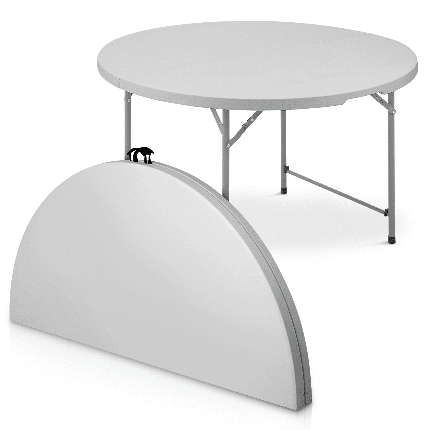 Gray 48" Round Foldable Plastic Dining Table with Steel Frame