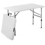Magshion 4Ft Foldable Card Table, Indoor Outdoor Heavy Duty Portable w/ Handle, for Picnic, Camping, White