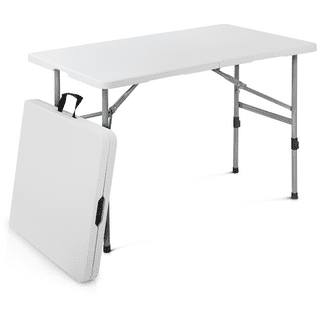 CozyBox Folding Table Indoor Outdoor Heavy Duty Portable Folding Plastic  Dining Table w/Handle, Lock for Picnic, Party, Camping - White (4ft, 6ft