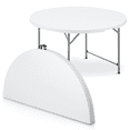 thumbnail image 1 of Magshion 4Ft Portable Round Folding Table, Banquet Event Wedding Card Plastic Desk with Handle and Lock, White, 1 of 12