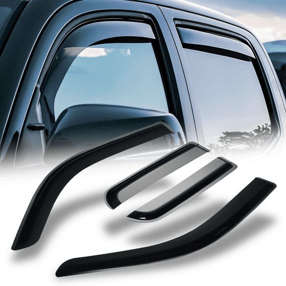 Magshion 4Pcs Set Window Visor Deflector Sun Rain Guard Smoke Tinted Outside Mount for 2019-2023 Ram 1500 Quad Cab