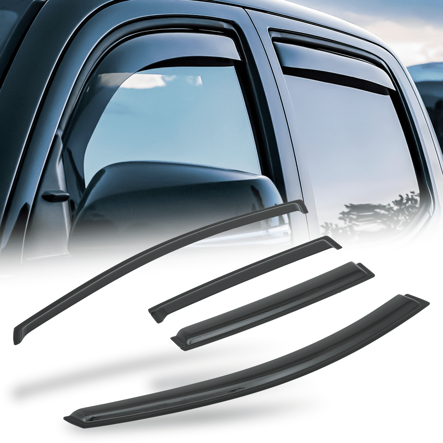 Magshion 4Pcs Tape-On Window Visor Smoke Vent Wind Rain Deflector for 07-11 Nissan Versa 4-DR; 07-12 Nissan Versa Hatchback