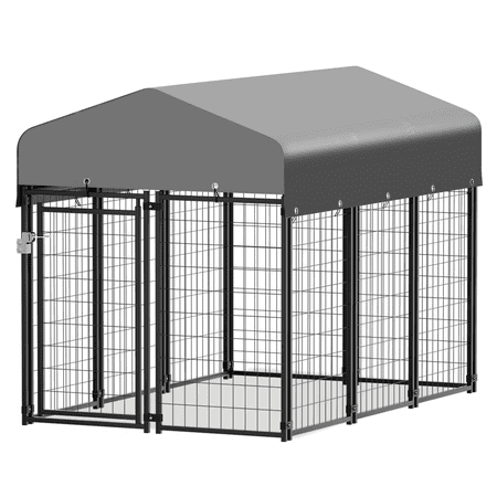 Magshion 4ft x 6.25ft x 4.50ft Heavy Duty Outdoor Dog Kennel with Waterproof Canopy Roof, 10 Panels Expandable Dog Playpen with Lockable Latch, Dog Pen House Backyard Shelter