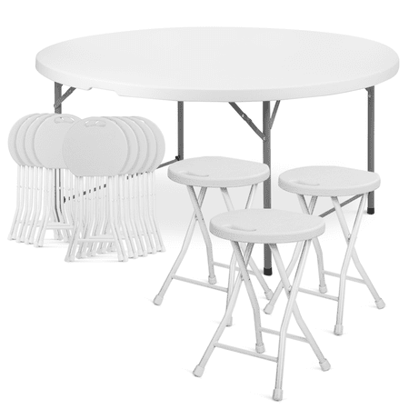 Magshion 5.5 FT Folding Table and Chair Set of 13, Heavy Duty Banquet Wedding Party Card Table and Foldable Chairs for Camping, White