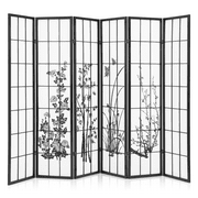 Magshion 5.8ft Tall Partition Wall Foldable Room Divider, 6 Panel Wood Freestanding Privacy Screen Room Separator for Bedroom, Black
