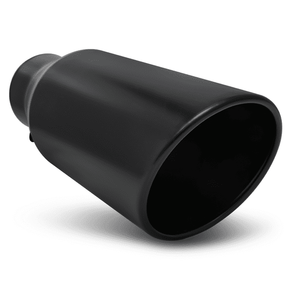 Magshion 5" Inlet 6" Outlet Stainless Steel 15" Exhaust Muffler Tip Straight-Through Round Diagonal Cut Black Roll Tip