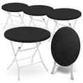 thumbnail image 1 of Magshion 5 Pieces 2.6Ft Round Folding Commercial Banquet Table, Portable Plastic Coffee Card Dining Table for Kitchen or Outdoor Party Wedding Event, Balck, 1 of 10