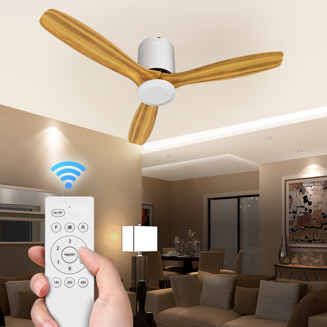 Magshion 52" Ceiling Fan with Remote & Wooden Blades, Indoor Outdoor