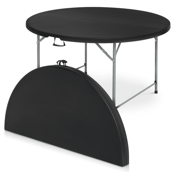 Magshion 5Ft Folding Plastic Table, Heavy Duty Round Indoor Outdoor Desk for Kitchen Party Wedding, Black