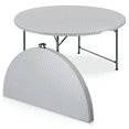 thumbnail image 1 of Magshion 5Ft Round Bi-Fold Plastic Table, Metal Frame Indoor Outdoor 60 Inch Folding Desk for Kitchen Party Wedding, Gray, 60 in , 60 in, 1 of 11