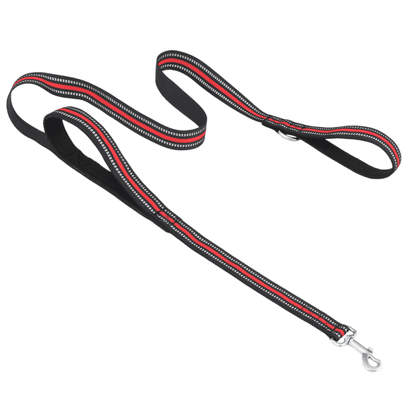 Magshion 5ft Long Pet Double Handle Dog Leash, Padded Traffic Handle and Reflective, Red