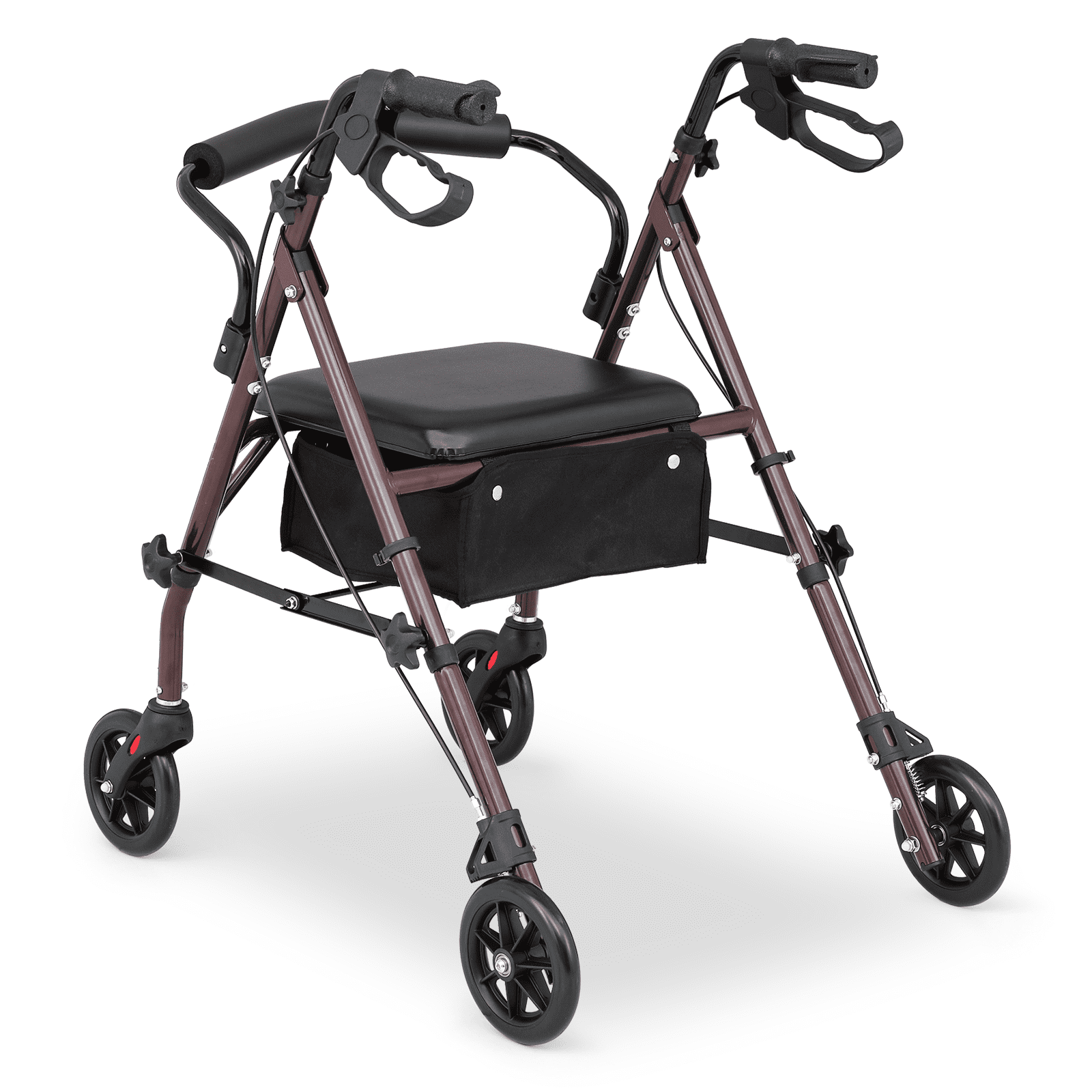 Magshion 4 Wheels Rollator Walker With Padded Seat, Dual brakes ...