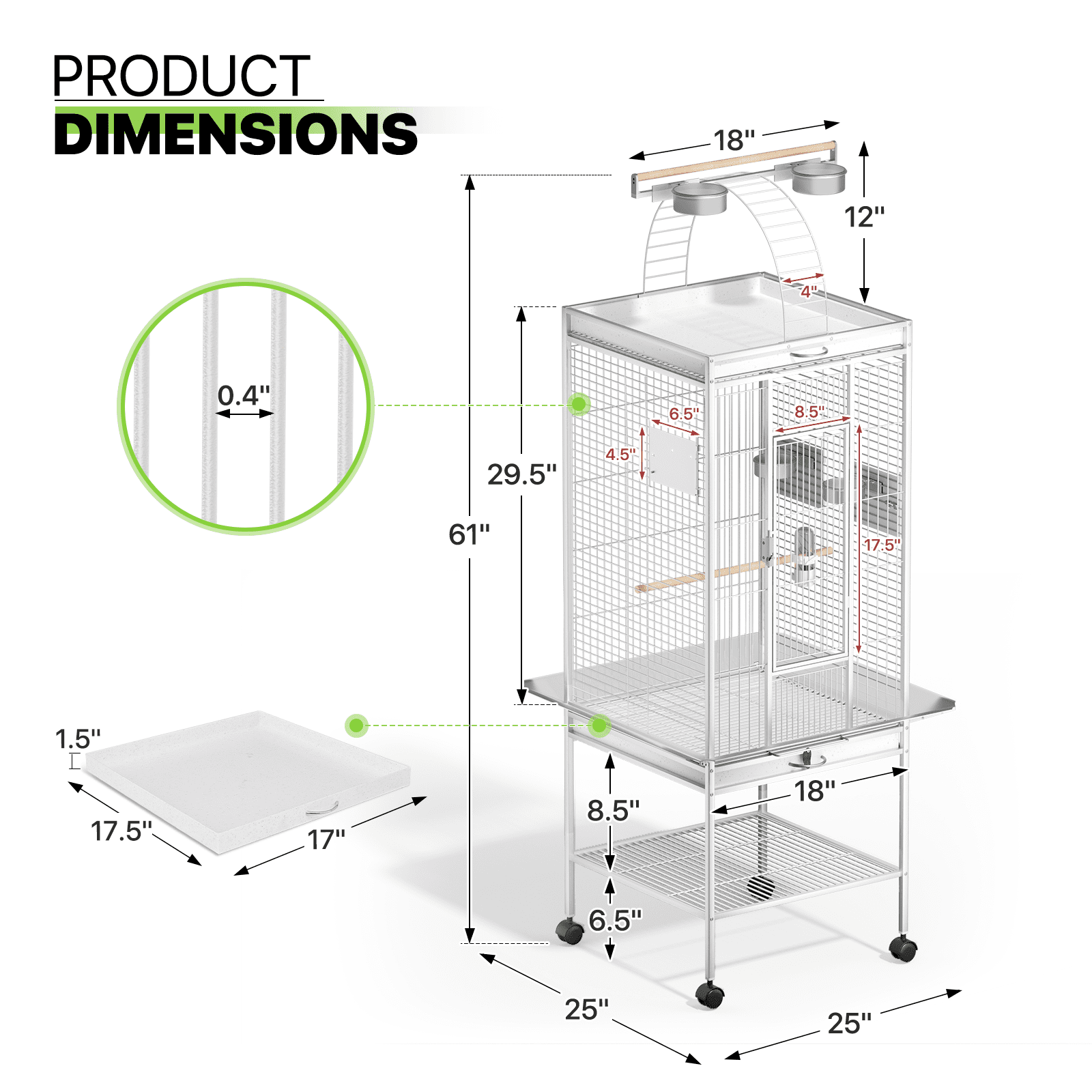 Magshion 61" Play Top Large Aviary with 2 Stand for Parrot, Metal