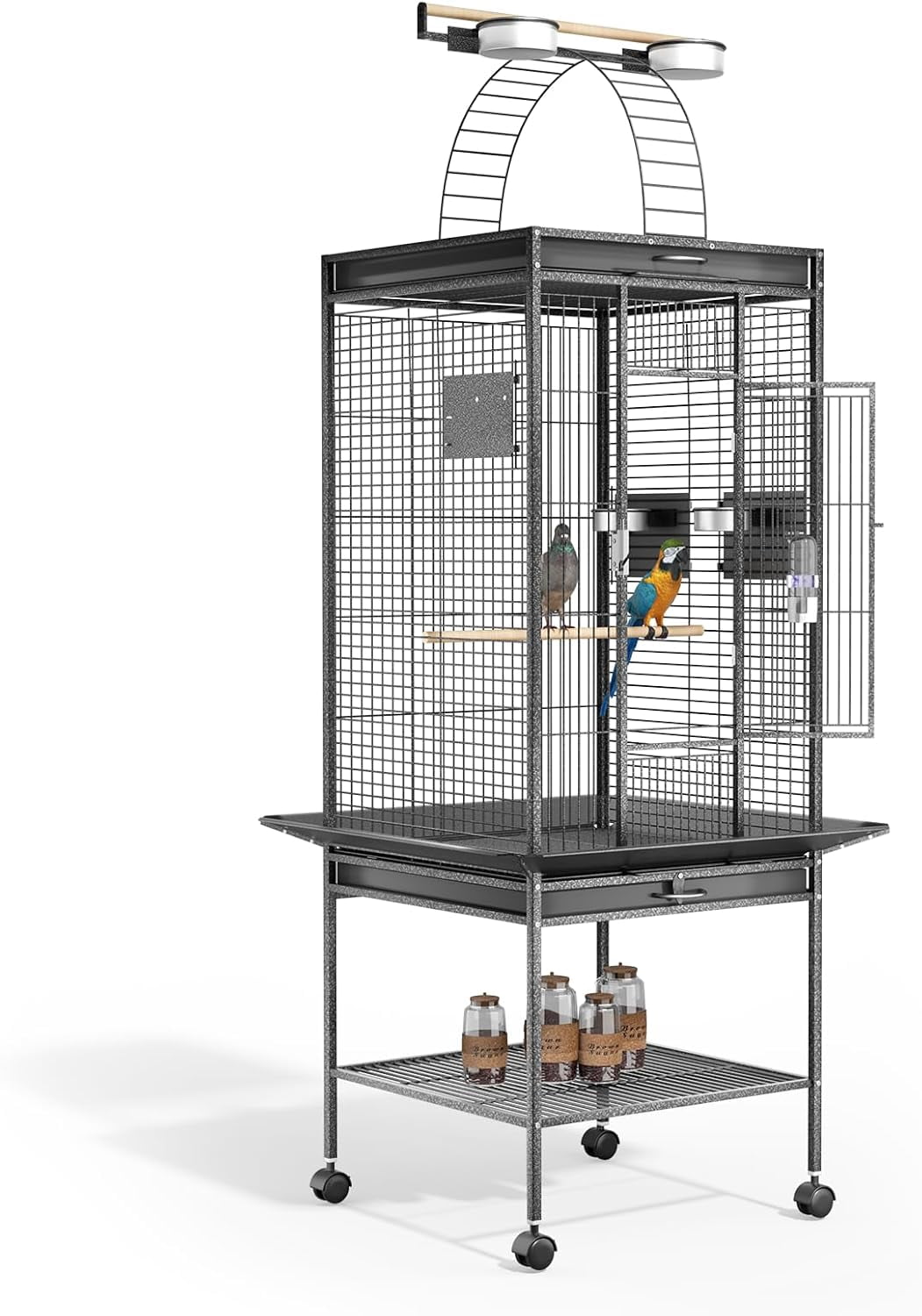 Picture of Magshion 61-inch Large Bird Cage w/Play Top and Rolling Stand, Wrought ...