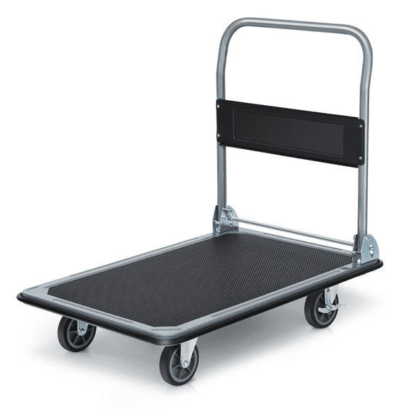 Magshion 661 lb Capacity Heavy Duty Platform Hand Truck, with Swivel Wheels Rolling Cart, Black/Grey