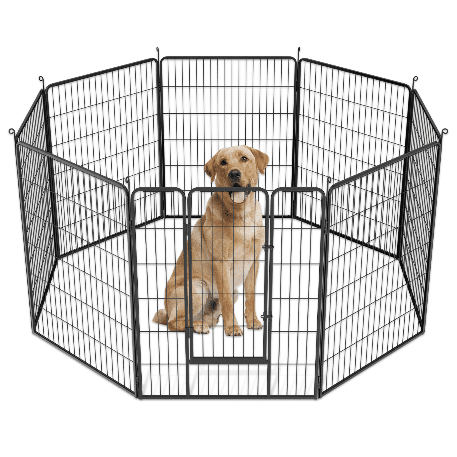Black Metal 40-Inch Tall Dog Playpen with Door