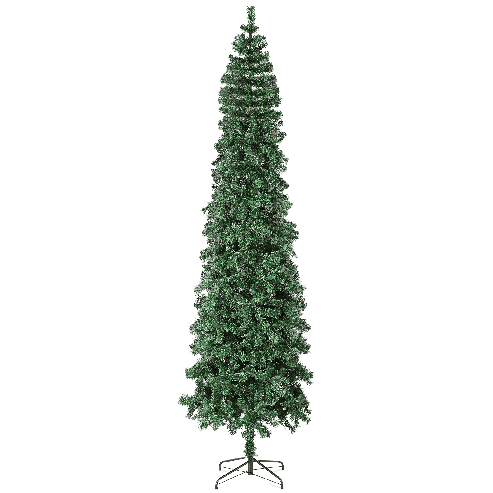 Slim Green PVC 9' Artificial Christmas Tree with Metal Stand