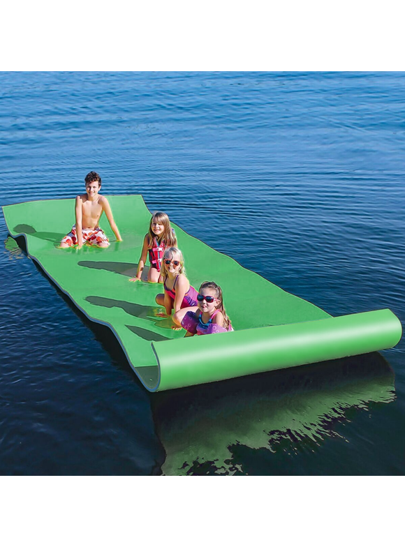 Magshion 9'x6' Water Floating Mat Foam Pad, Bouncy Tear-Resistant XPE Foam, Roll-Up Floating River Raft for Pool Ocean Outdoor Water Activities, Green