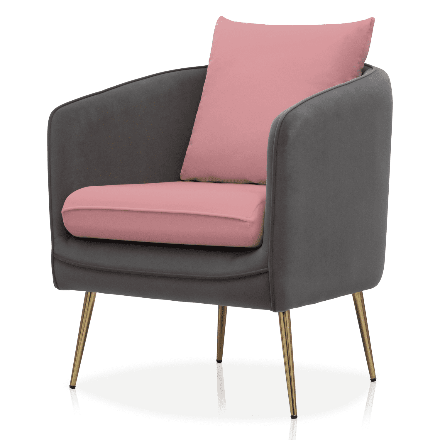 Magshion Accent Chair Upholstered Arm Chair with Armrest Living Room Chair Single Sofa Comfy Barrel Chair with Cushion for Bedroom, Pink/Grey