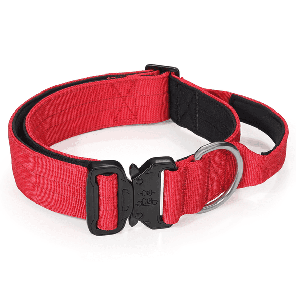 Magshion Adjustable Dog Collar with Buckle, Safety Polyester Pet Collars for Medium Large Dogs, Red