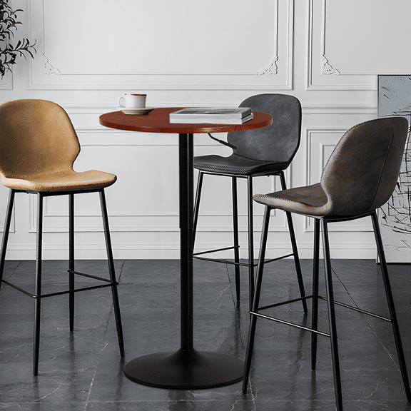 Magshion Adjustable Round Pub Table, Red