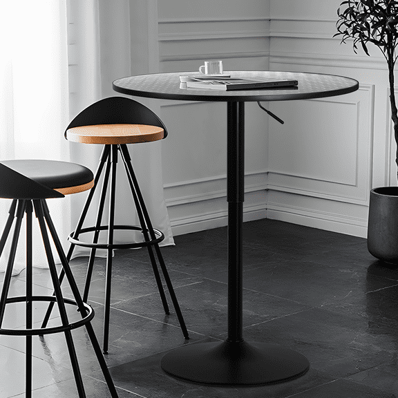 Magshion Adjustable Round Pub Table, Silver