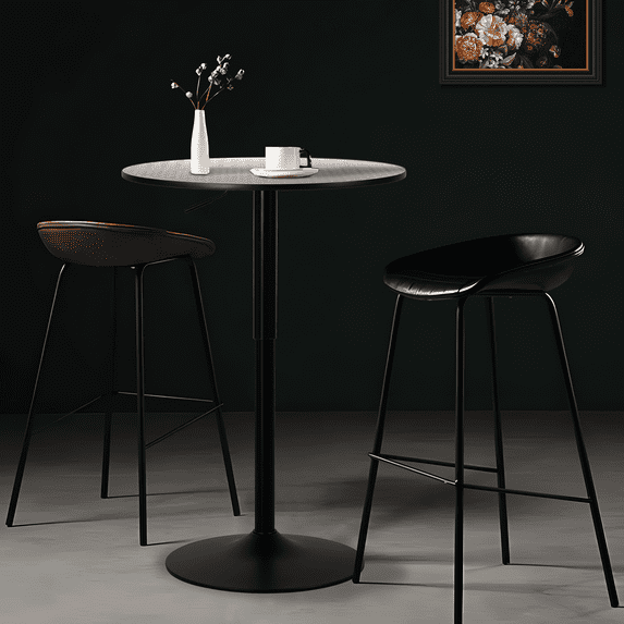 Magshion Adjustable Round Pub Table, Silver